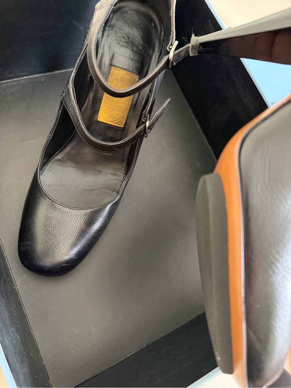 Lanvin Black Double-Strap Mary Jane Pumps - Picture 6 of 10